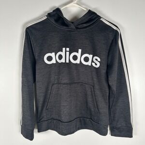 Adidas Pullover Hoodie Kids Size M 10/12 Gray Athletic Sporty Hooded AA6472